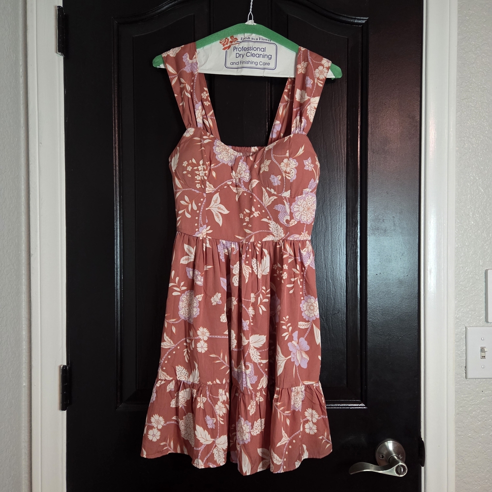 Band of the Free Rust Floral Tiered Mini Dress - Size S